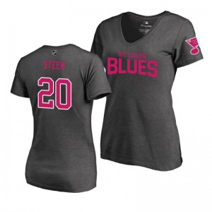 Mother's Day Pink Wordmark V-Neck Heather Gray T-Shirt St. Louis Blues Alexander Steen - Sale