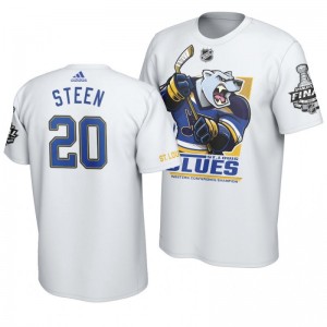 2019 Stanley Cup Final Blues Alexander Steen Cartoon Mascot T-Shirt - White - Sale