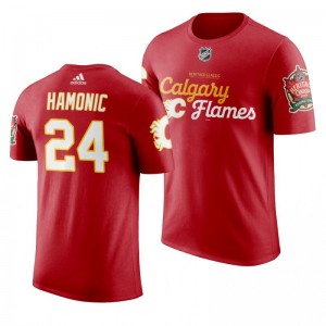 Calgary Flames Travis Hamonic 2019 Heritage Classic Saskatchewan Red T-Shirt - Sale