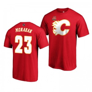 Calgary Flames 2019 Red Heritage Classic Primary Logo Sean Monahan T-Shirt - Sale