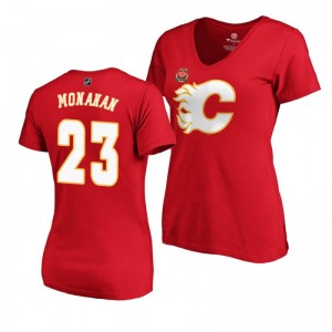 Flames Sean Monahan Women's 2019 Heritage Classic Primary Logo T-Shirt Red - Sale