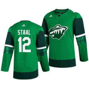 Wild Eric Staal 2020 St. Patrick's Day Authentic Player Green Jersey - Sale
