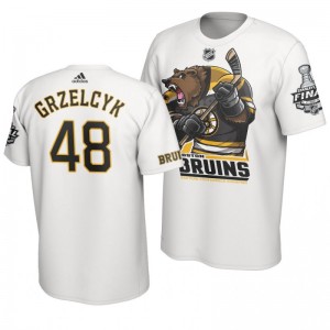 2019 Stanley Cup Final Bruins Matt Grzelcyk Cartoon Mascot T-Shirt - White - Sale