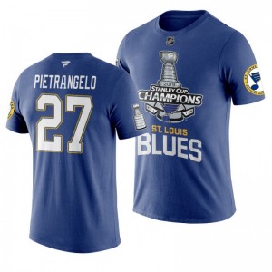 2019 Stanley Cup Champions Blues Alex Pietrangelo Primary Logo T-Shirt - Blue - Sale