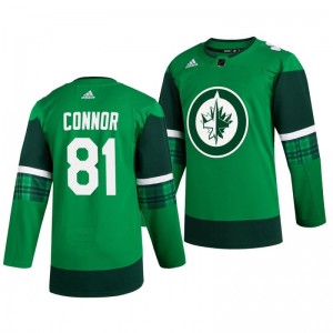 Jets Kyle Connor 2020 St. Patrick's Day Authentic Player Green Jersey - Sale