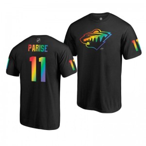 Zach Parise Wild Black Rainbow Pride Name and Number T-Shirt - Sale
