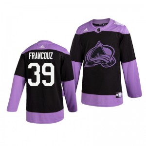 Pavel Francouz Avalanche Black Hockey Fights Cancer Practice Jersey - Sale
