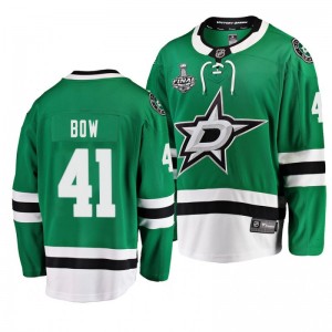 Men Stars Landon Bow 2020 Stanley Cup Final Bound Home Player Green Jersey - Sale