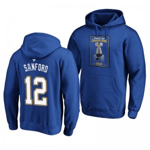 Zach Sanford Blues 2019 Stanley Cup Champions Banner Collection Pullover Royal Hoodie - Sale