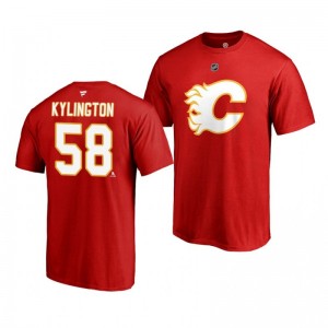 Flames Oliver Kylington Red Alternate Authentic Stack T-Shirt - Sale
