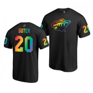 Ryan Suter Wild Black Rainbow Pride Name and Number T-Shirt - Sale