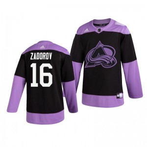 Nikita Zadorov Avalanche Black Hockey Fights Cancer Practice Jersey - Sale