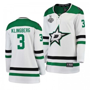 Women Stars John Klingberg 2020 Stanley Cup Final Bound Away Player White Jersey - Sale