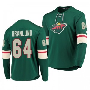 Wild Mikael Granlund Green Platinum Long Sleeve Jersey T-Shirt - Sale