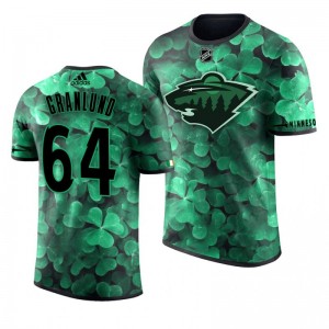 Wild Mikael Granlund St. Patrick's Day Green Lucky Shamrock Adidas T-shirt - Sale