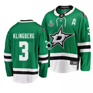 Men's Stars John Klingberg 2020 Stanley Cup Final Breakaway Player Home Green Jersey - Sale
