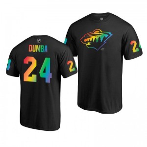 Matt Dumba Wild Black Rainbow Pride Name and Number T-Shirt - Sale