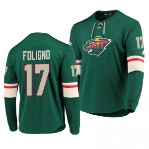 Wild Marcus Foligno Green Platinum Long Sleeve Jersey T-Shirt - Sale