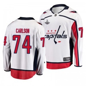 Stanley Cup Champions John Carlson Capitals White Breakaway Road Jersey - Sale