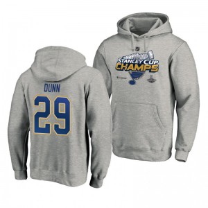 Vince Dunn Blues 2019 Stanley Cup Champions Locker Room Pullover Gray Hoodie - Sale