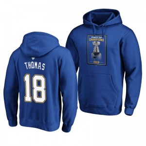 Robert Thomas Blues 2019 Stanley Cup Champions Banner Collection Pullover Royal Hoodie - Sale