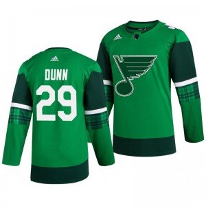 Blues Vince Dunn 2020 St. Patrick's Day Authentic Player Green Jersey - Sale
