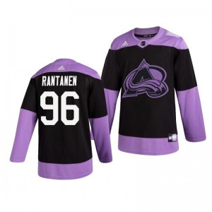 Mikko Rantanen Avalanche Black Hockey Fights Cancer Practice Jersey - Sale