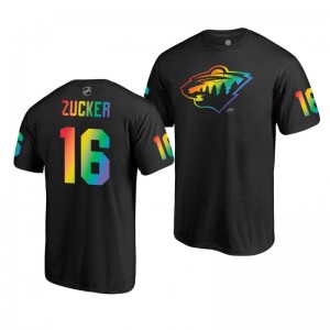 Jason Zucker Wild Black Rainbow Pride Name and Number T-Shirt - Sale