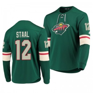 Wild Eric Staal Green Adidas Platinum Long Sleeve Jersey T-Shirt - Sale