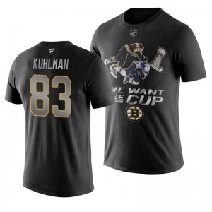 Karson Kuhlman Bruins We Want The Cup Stanley Cup Final Black T-Shirt - Sale