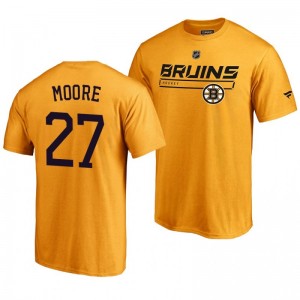 Boston Bruins John Moore Gold Rinkside Collection Prime Authentic Pro T-shirt - Sale