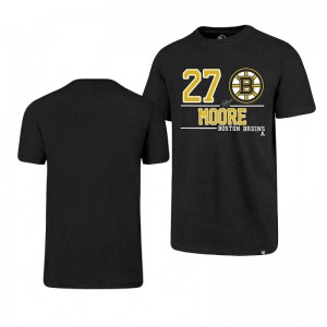 John Moore Boston Bruins Black Club Player Name and Number T-Shirt - Sale