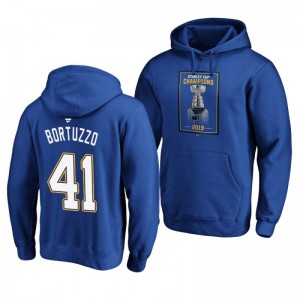 Robert Bortuzzo Blues 2019 Stanley Cup Champions Banner Collection Pullover Royal Hoodie - Sale