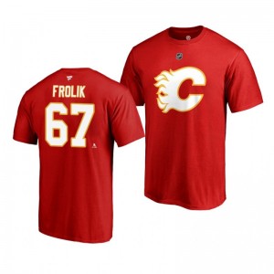 Michael Frolik Flames Alternate Authentic Stack T-Shirt Red - Sale