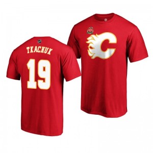 Calgary Flames 2019 Red Heritage Classic Primary Logo Matthew Tkachuk T-Shirt - Sale