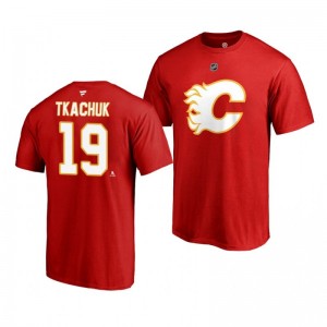 Flames Matthew Tkachuk Red Alternate Authentic Stack T-Shirt - Sale