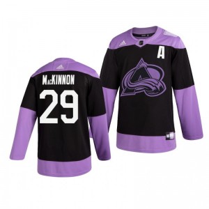 Nathan MacKinnon Avalanche Black Hockey Fights Cancer Practice Jersey - Sale