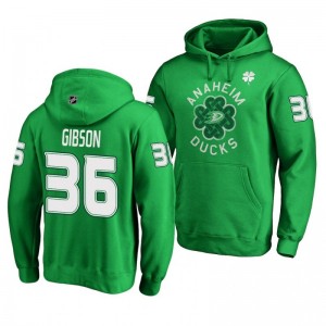 John Gibson Anaheim Ducks St. Patrick's Day Green Pullover Hoodie - Sale