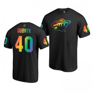 Devan Dubnyk Wild Black Rainbow Pride Name and Number T-Shirt - Sale