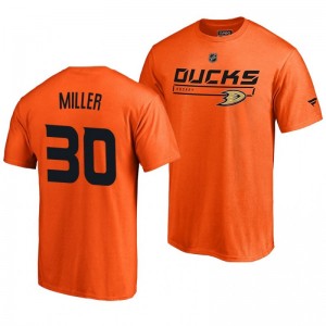 Anaheim Ducks Ryan Miller Orange Rinkside Collection Prime Authentic Pro T-shirt - Sale