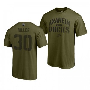 Camo Collection Anaheim Ducks Ryan Miller Khaki Jungle Men's T-Shirt - Sale