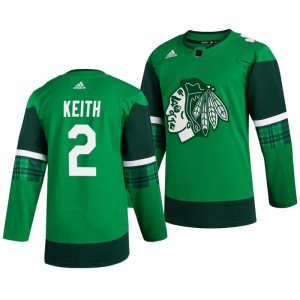 Blackhawks Duncan Keith 2020 St. Patrick's Day Authentic Player Green Jersey - Sale