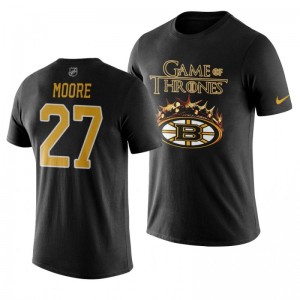 Bruins Black Crown Game of Thrones John Moore T-Shirt - Sale