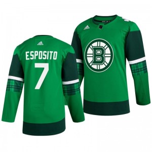 Bruins Phil Esposito 2020 St. Patrick's Day Authentic Player Green Jersey - Sale