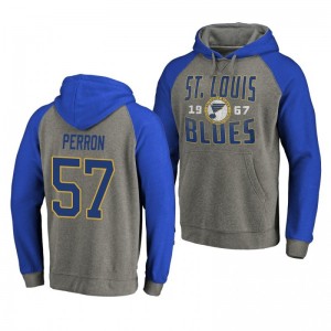 David Perron Blues Timeless Collection Ash Antique Stack Hoodie - Sale