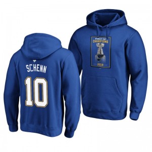 Brayden Schenn Blues 2019 Stanley Cup Champions Banner Collection Pullover Royal Hoodie - Sale