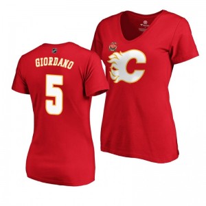 Flames Mark Giordano Women's 2019 Heritage Classic Primary Logo T-Shirt Red - Sale
