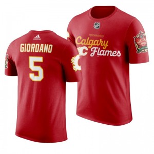 Calgary Flames Mark Giordano 2019 Heritage Classic Saskatchewan Red T-Shirt - Sale