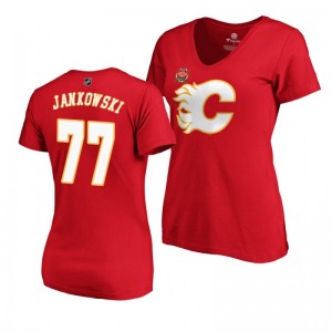 Flames Mark Jankowski Women's 2019 Heritage Classic Primary Logo T-Shirt Red - Sale
