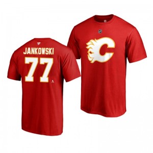 Mark Jankowski Flames Alternate Authentic Stack T-Shirt Red - Sale